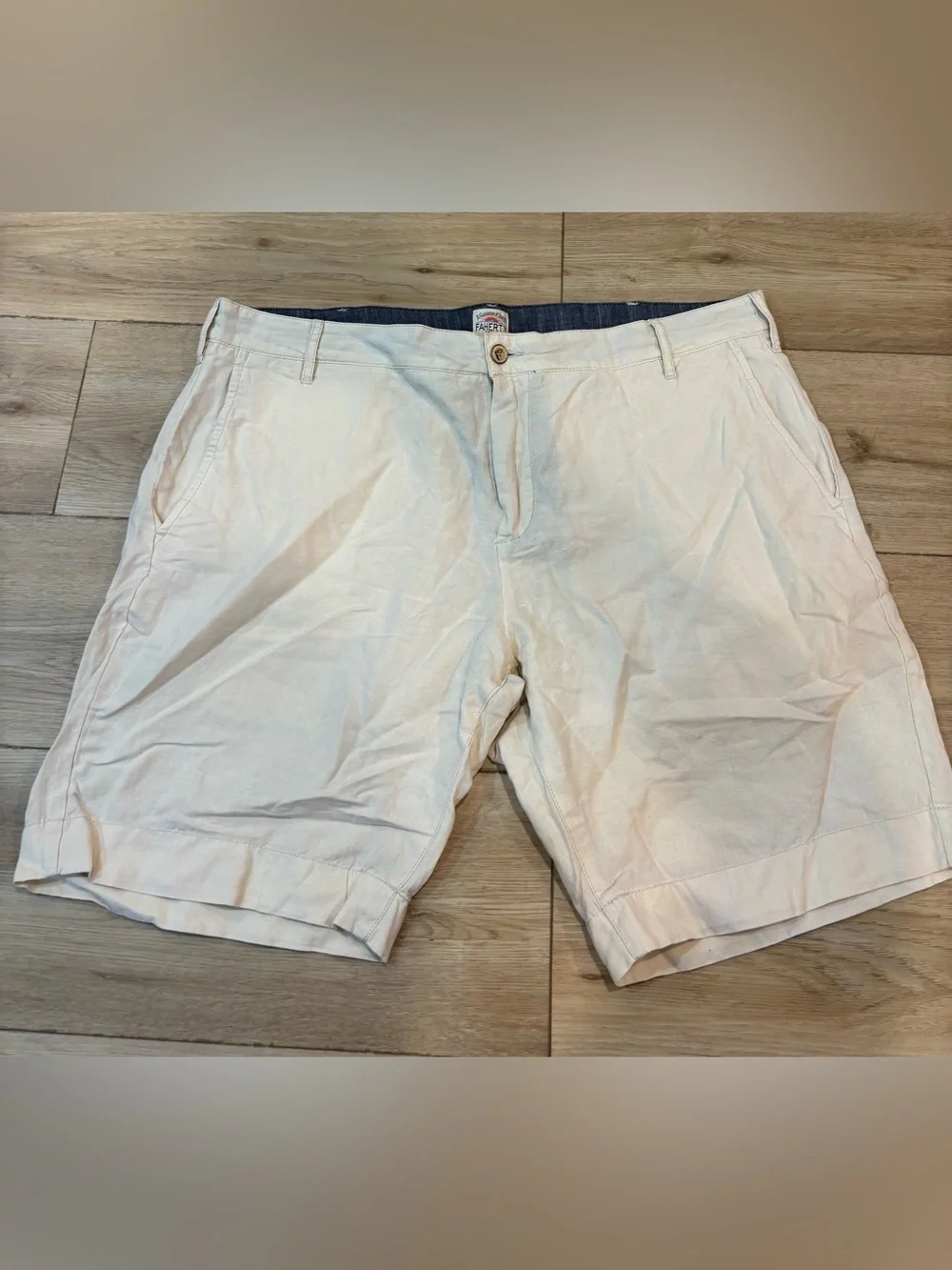 Faherty Malibu Shorts Cotton Linen Blend Summer Tan Khaki Men's 36 9” Inseam